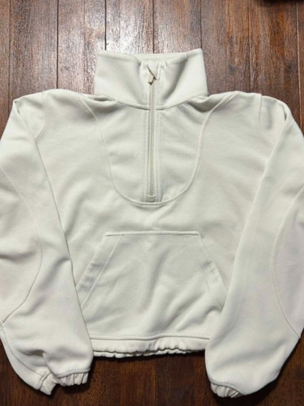 Lululemon Brushed Softstreme Ribbed Half Zip Pullover W3GE8S Bone Womens Size 6